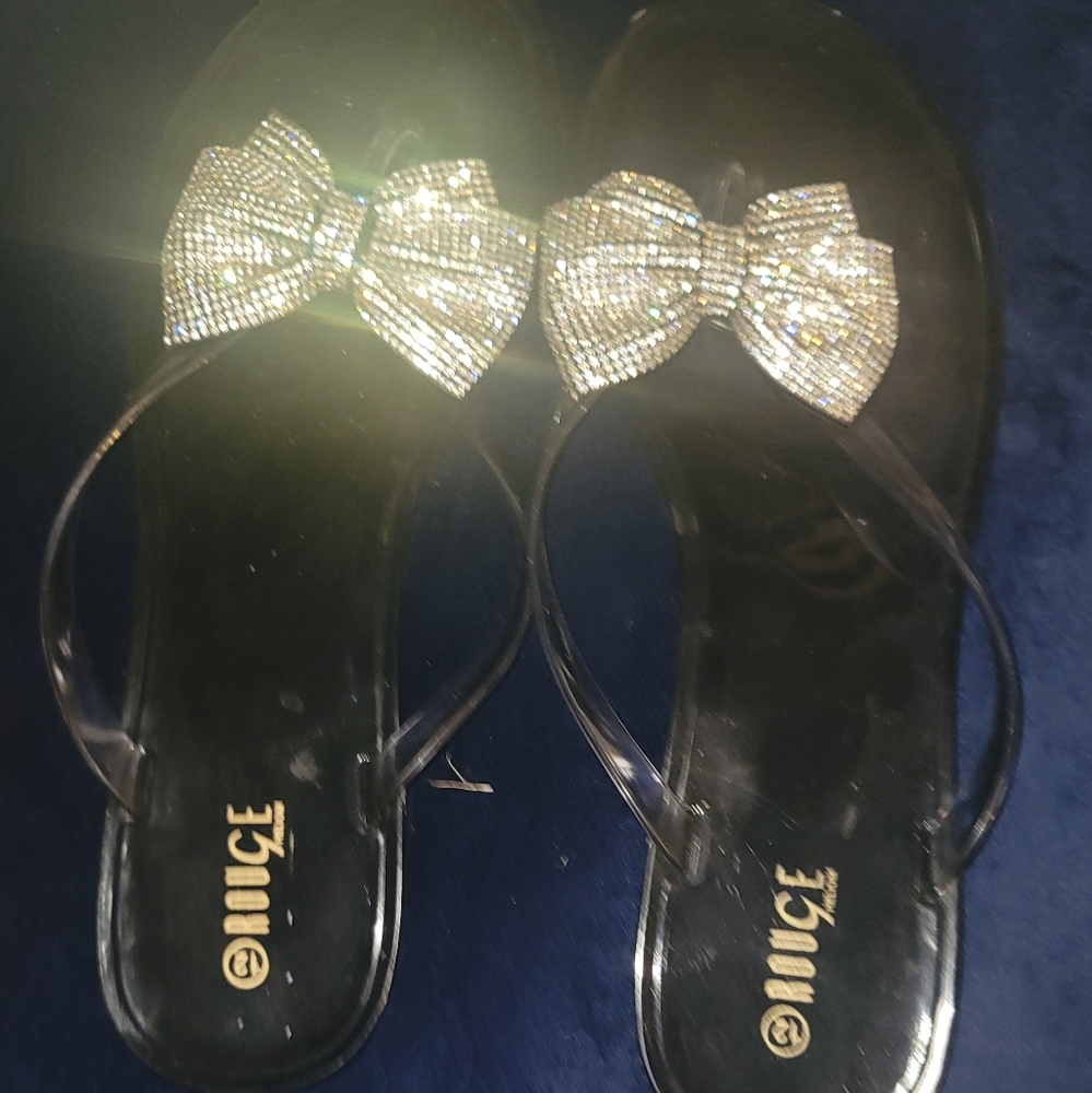 Rainbow bedazzled slides